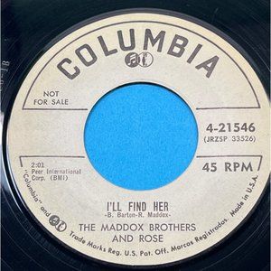 Maddox Brothers and Rose I'll Find Her 45 Rockabilly Promo Columbia 4-21546